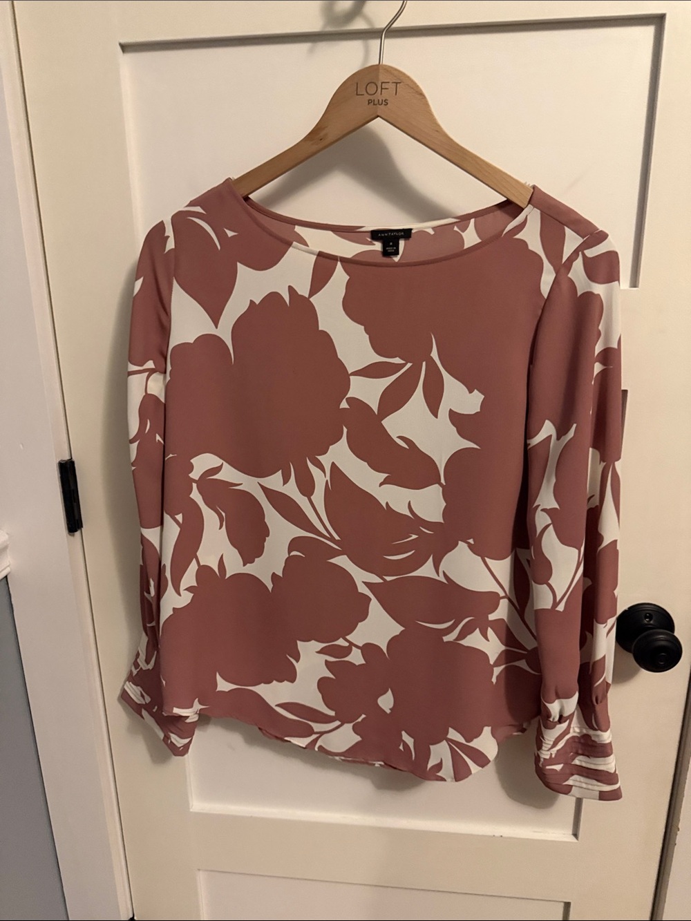 Ann Taylor Rose Floral Long-Sleeve Blouse
